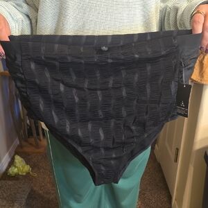 Curvtide Black Textured Bikini Bottom